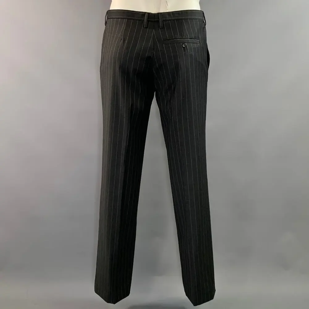 NEIL BARRETT Chest Size XL Grey Pinstripe Wool Notch Lapel 34 35 Suit